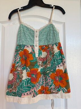 Rip Curl Floral Tank Top in Teal, Orange, Pink, Cream